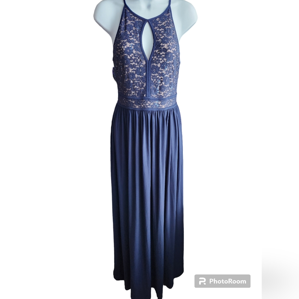 Morgan And Co. Navy Blue Lace Maxi Dress Size 6
